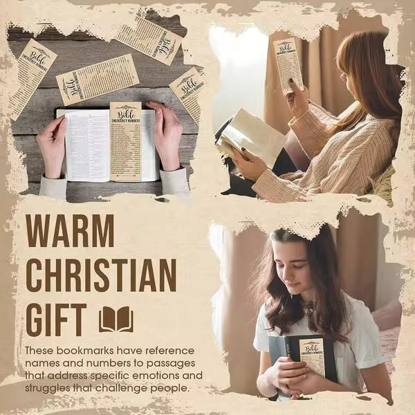 50pcs Brown Paper Bookmarks With Bible Verses, Emergency Contact Information, For Church And Sunday School, Religious Gift Gifts Birthday Card Mother's Day Wedding Father's Day Boyfriend Gifts Thank You Cards Graduation Bride