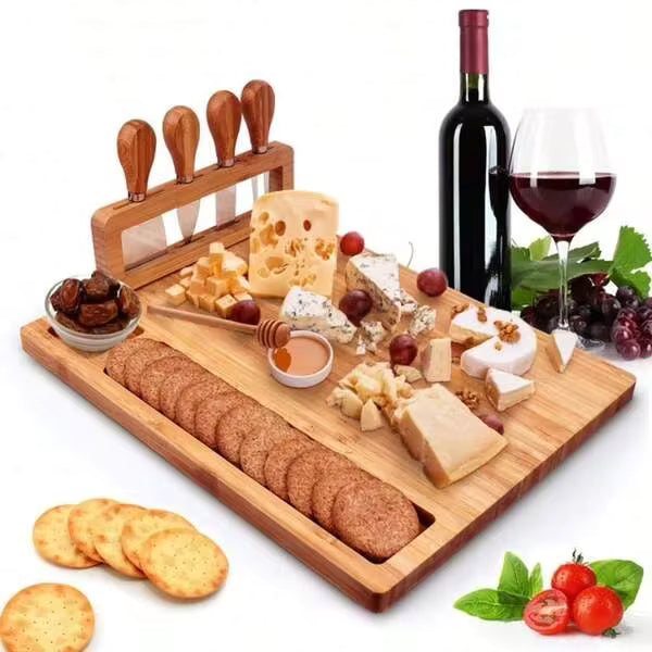 Bamboo Cheese Board And Charcuterie Boards Set & Serving Tray For Meat, And Wine - Birthday Gifts For Women, Wedding Gifts For Couples 2025, Bridal Shower, Housewarming Gifts New Home